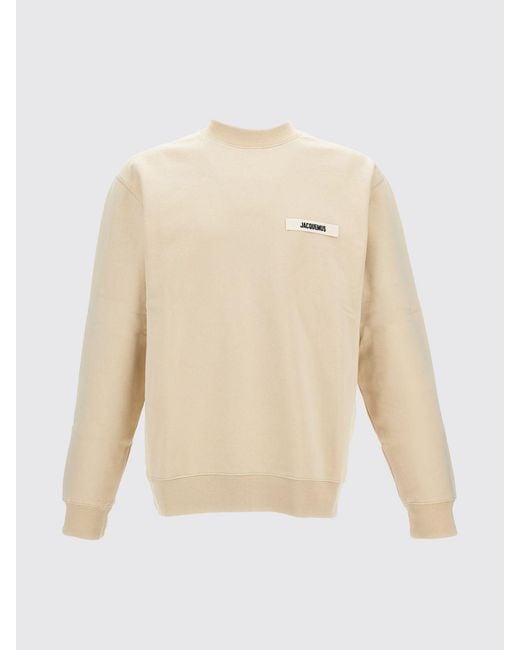 Jacquemus Blue Pure Cotton Crewneck Sweatshirt With Applied Contrast Logo for men