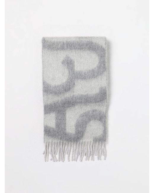 Sciarpa in misto lana con logo all over di Acne in White