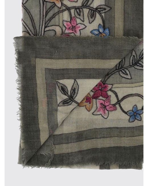 Faliero Sarti Gray Printed Wool Scarf Chantal