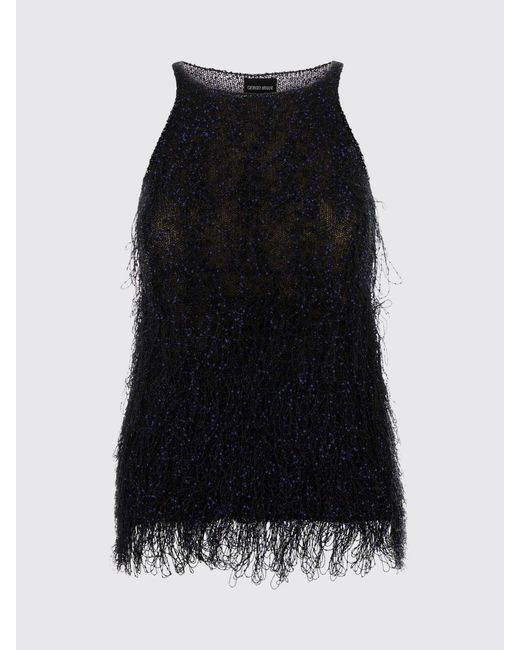 Giorgio Armani Blue Fringed Top With Beads