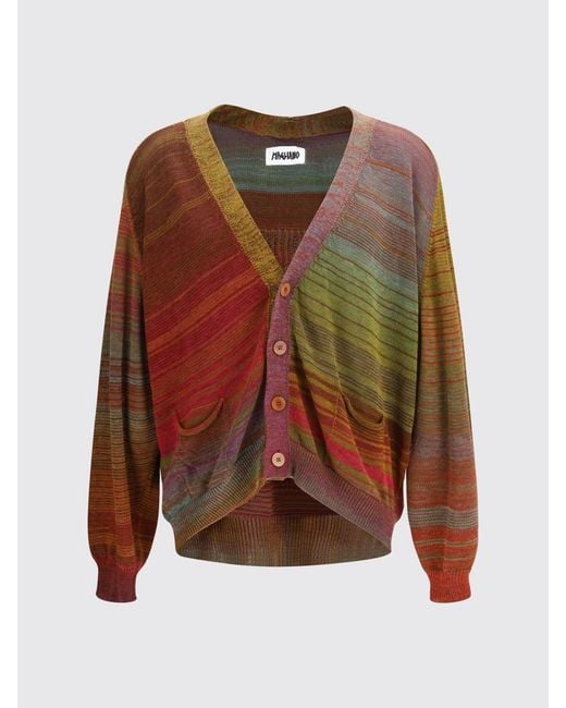 Magliano Red Striped Cotton Cardigan With Logo for men