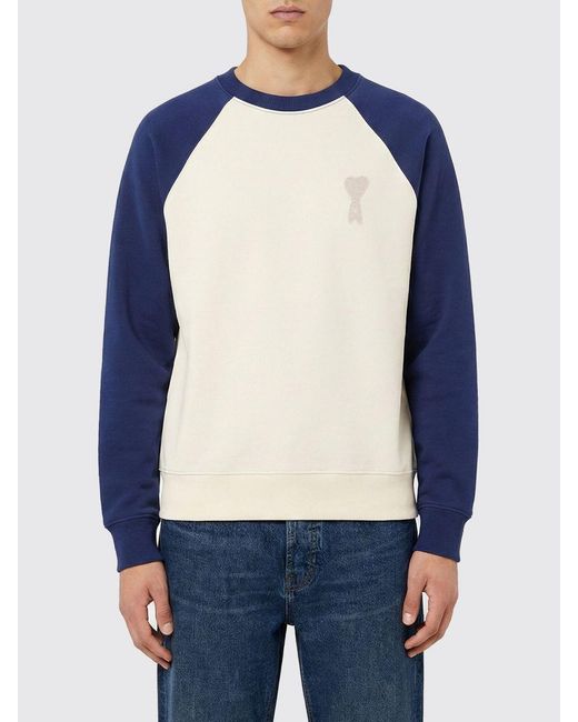 AMI Blue Cotton Crewneck Sweatshirt for men