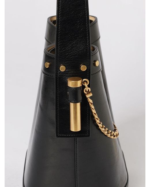 Versace Black Leather Pivot Bucket Bag