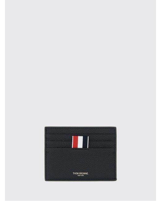 Thom Browne White 4-Bar Full-Grain Leather Card Holder With Six Slots for men