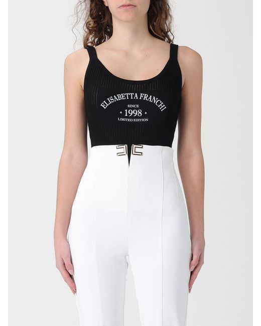 Elisabetta Franchi Black Stretch Viscose Bodysuit Top