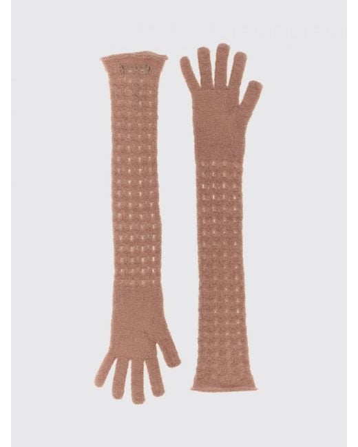 Fabiana Filippi Pink Perforated Crochet Gloves