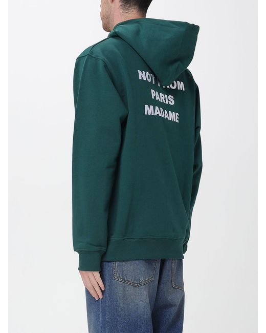 Drole de Monsieur Green Cotton Hoodie With Logo for men