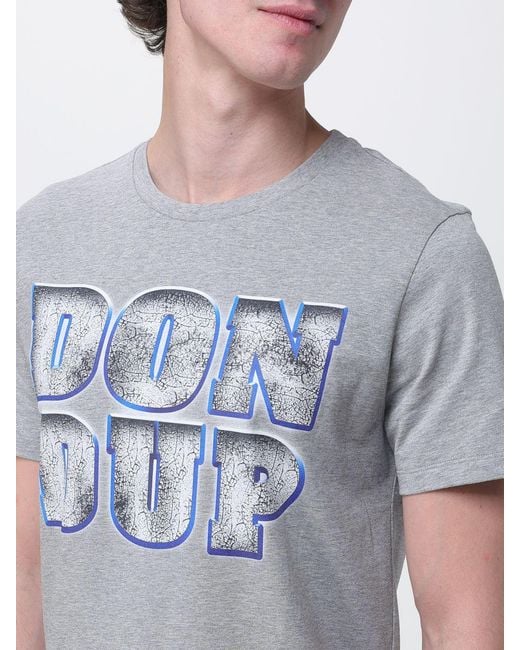 Dondup Gray Cotton Crew Neck T-Shirt With Logo for men