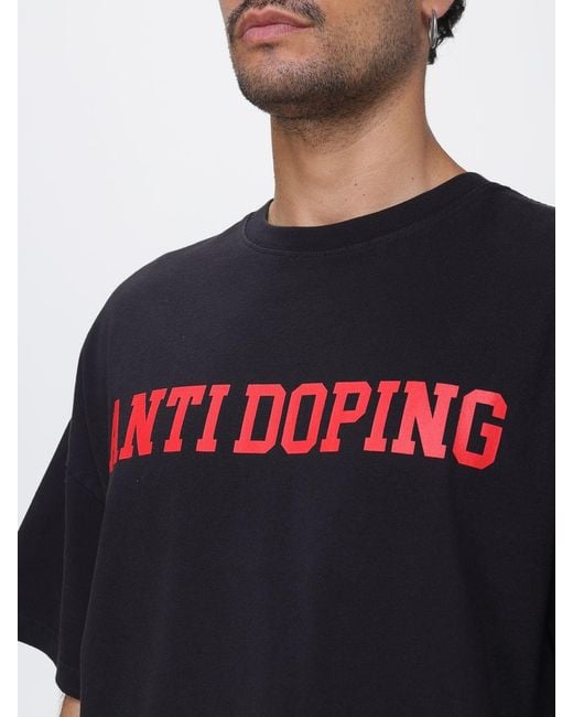 MSGM Black Relaxed Fit Cotton Crewneck T-Shirt With Contrast Slogan Print for men