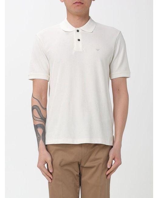 Emporio Armani White Cotton Polo Shirt for men