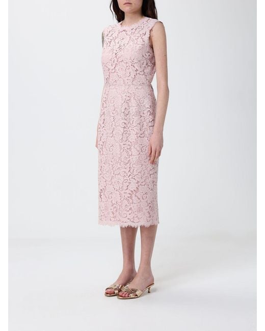 Dolce & Gabbana Pink Dolce &Amp Gabbana Lace Midi Dress