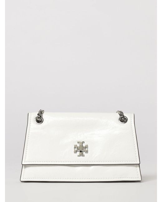 Tory Burch Natural Mini Kira Turnlock Crinkled Leather Bag
