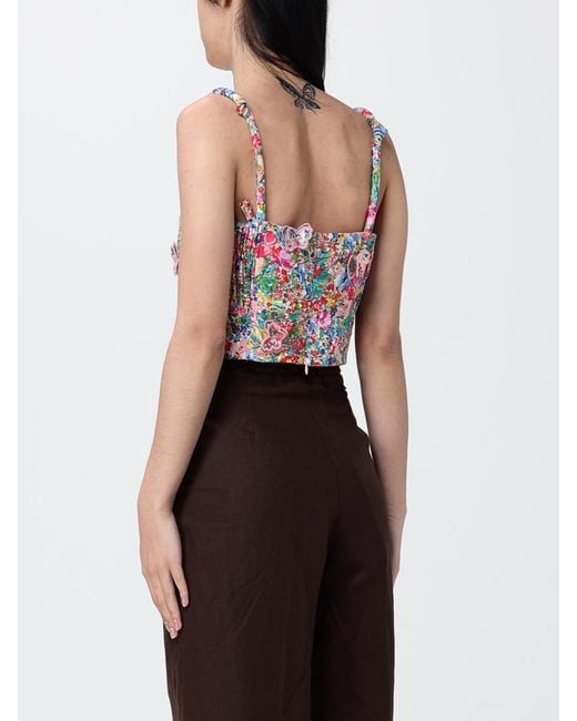 Farm Rio Multicolor Floral Crop Top With Butterflies