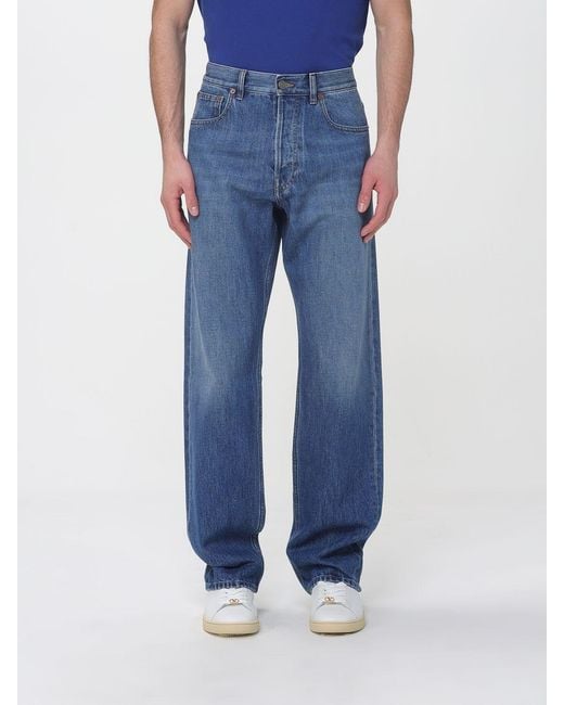 Valentino Blue Cotton Straight Leg Jeans for men