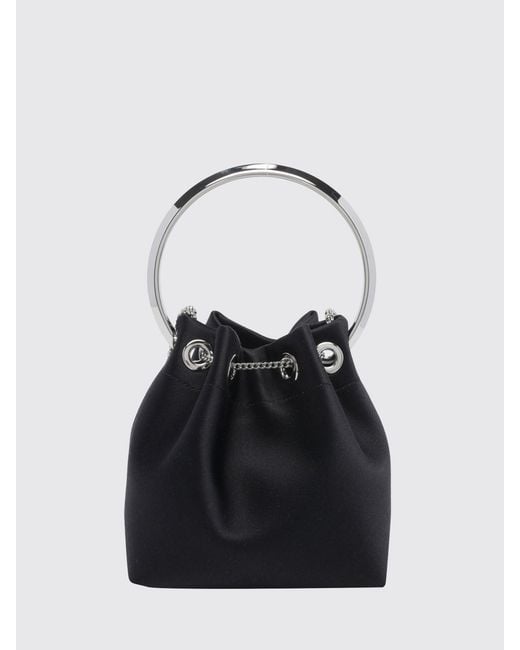 Jimmy Choo Black Bon Bon Satin Mini Bag With Metallic Handle And Drawstring