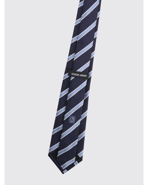 Giorgio Armani Blue Jacquard Striped Silk Tie for men