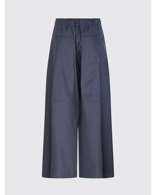 Max Mara Blue Cotton Cropped Trousers