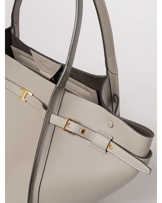 Tod's Natural Medium Grained Leather Shopping Bag