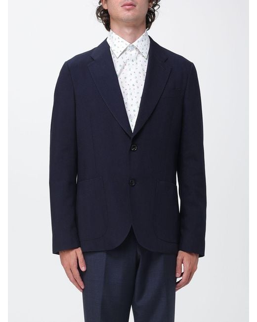 Paul Smith Blue Single-Breasted Wool Blazer With Patch Pockets for men