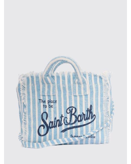 Mc2 Saint Barth Blue Striped Linen Vanity Bag