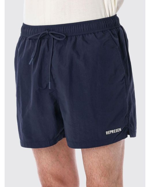 Represent Blue Nylon Swim Shorts for men