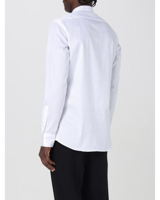 Karl Lagerfeld White Mandarin Collar Shirt Long Sleeves for men