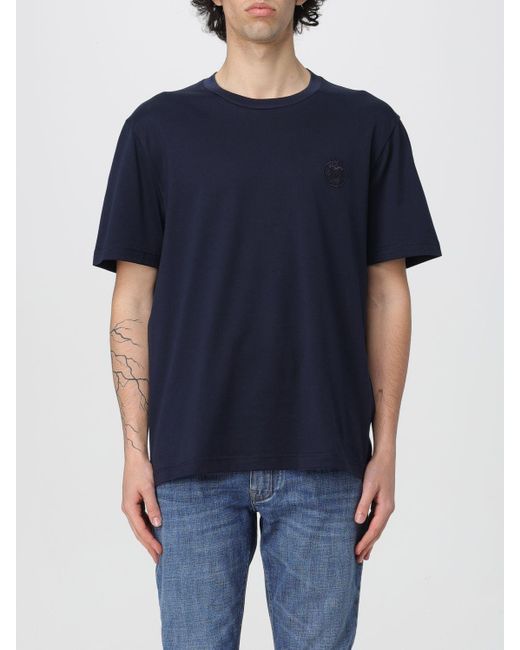 T-shirt in cotone gasato di Brioni in Blue da Uomo