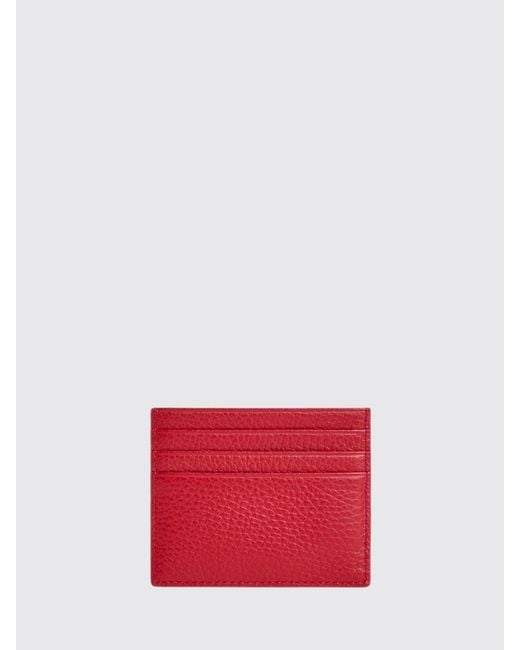 Coccinelle Red Metallic Grained Leather Card Holder