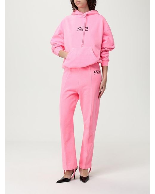 Vetements Pink Comfortable Knit Pants With Stirrup Detail