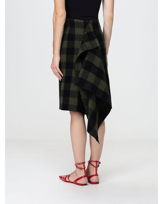 N°21 Black High-Waisted Asymmetric Check Wool Blend Mini Skirt
