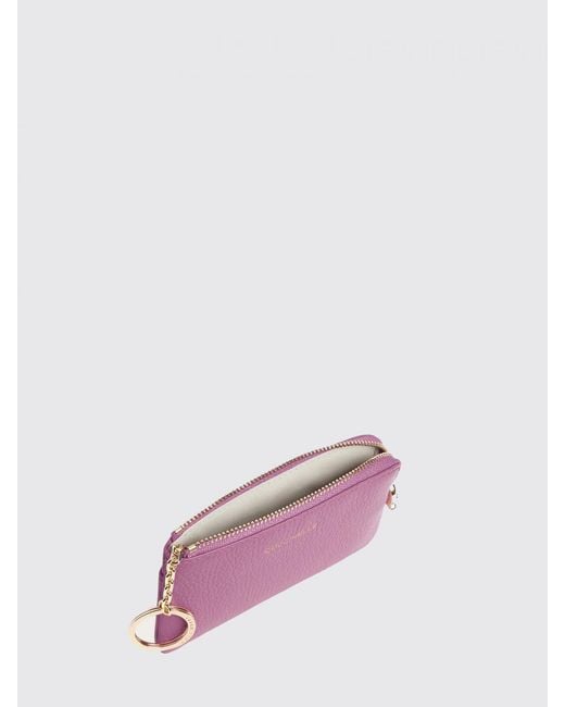 Coccinelle Purple C-Me Softy Grained Leather Coin Purse With Keychain