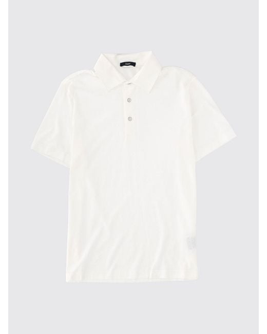 Herno White Short-Sleeve Cotton Polo Shirt With Three-Button Placket for men