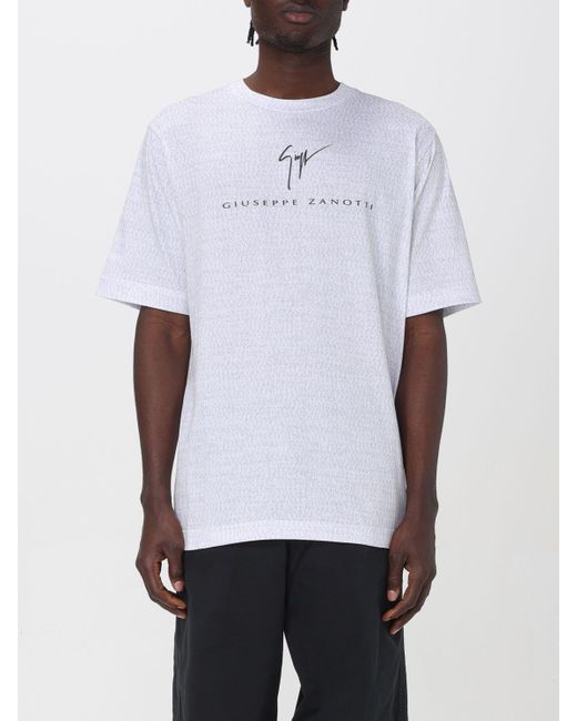 T-shirt in cotone con logo all over di Giuseppe Zanotti in White da Uomo