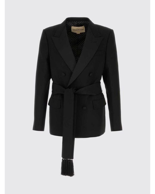 Valentino Black Virgin Wool Double Breasted Blazer for men