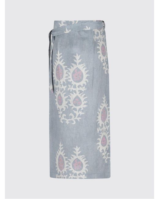 Bazar Deluxe Gray Printed Linen Pareo Skirt