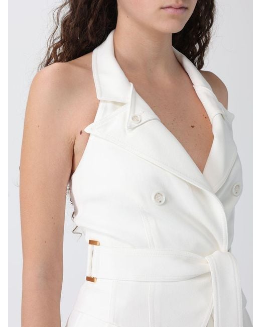 Elisabetta Franchi White Double Breasted Viscose Vest