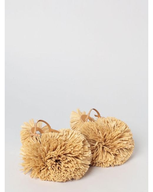 Moschino Couture Natural Raffia And Cork Sandal