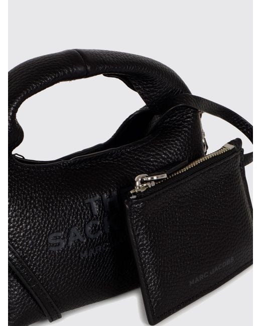 Marc Jacobs Black The Sack Mini Hammered Leather Top Handle Bag With Pouch