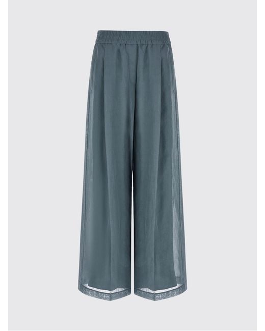 Brunello Cucinelli Blue Cotton Palazzo Trousers
