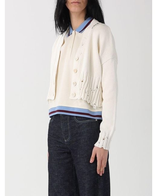 Marni White Distressed Cotton Cardigan