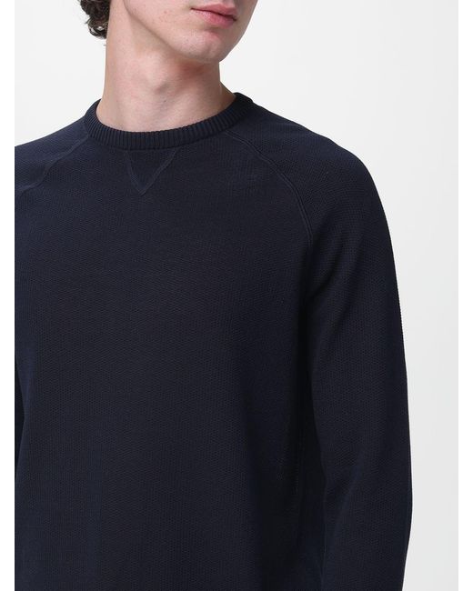 Eleventy Blue Cotton Crew Neck Sweater for men