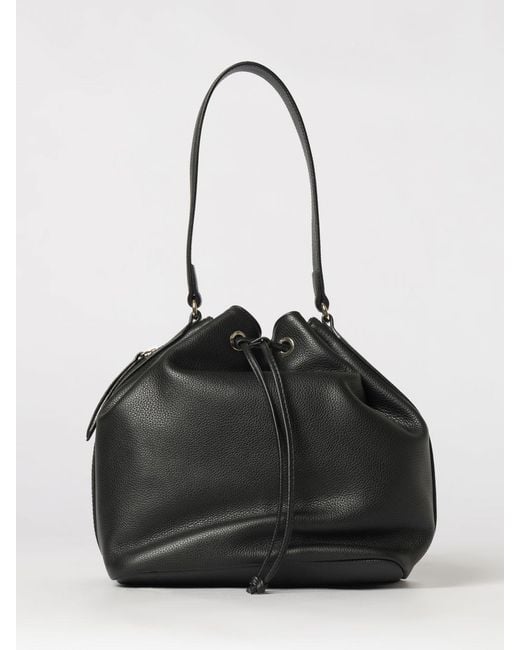 Skytos Black Camilla Pebbled Leather Bucket Bag With Double Handle