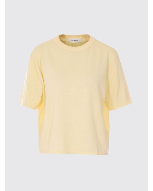 Lisa Yang Yellow Cropped Cotton Blend T-Shirt