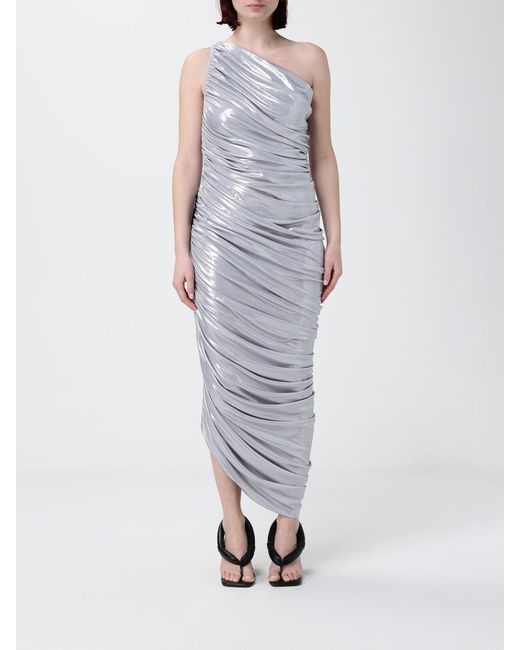 Norma Kamali Metallic Draped Jersey One-Shoulder Dress