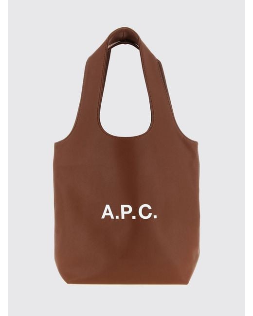 A.P.C. Brown Ninon Synthetic Leather Tote Bag With Double Handle And Printed Logo for men