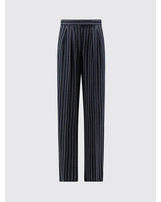 Max Mara Blue Rio High-Waisted Pinstripe Wool-Blend Palazzo Trousers