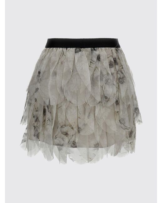 Max Mara Gray Floral Print Silk Mini Skirt