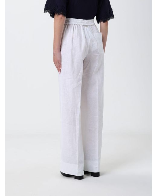 Twinset White Linen Palazzo Trousers