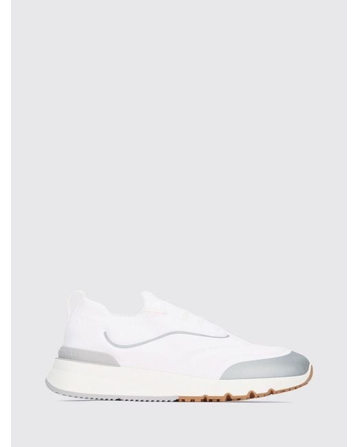 Brunello Cucinelli White Knit Low-Top Sneakers for men