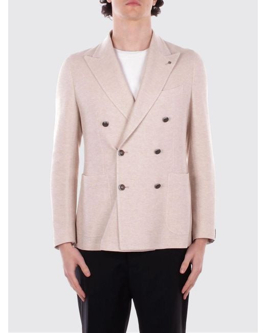 Tagliatore Pink Double Breasted Cotton Blend Blazer for men